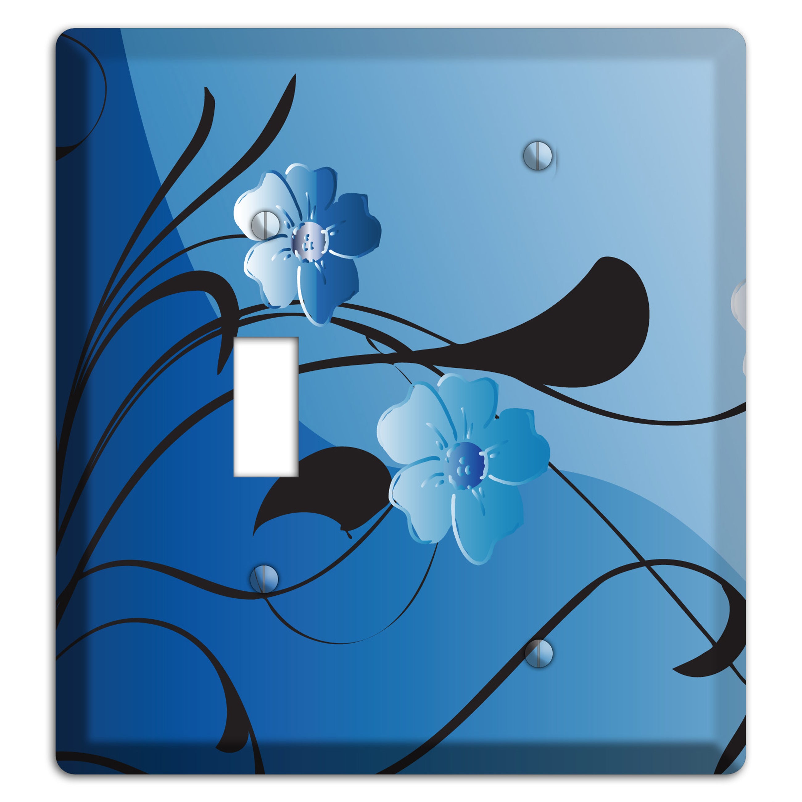 Blue Floral Sprig Toggle / Blank Wallplate