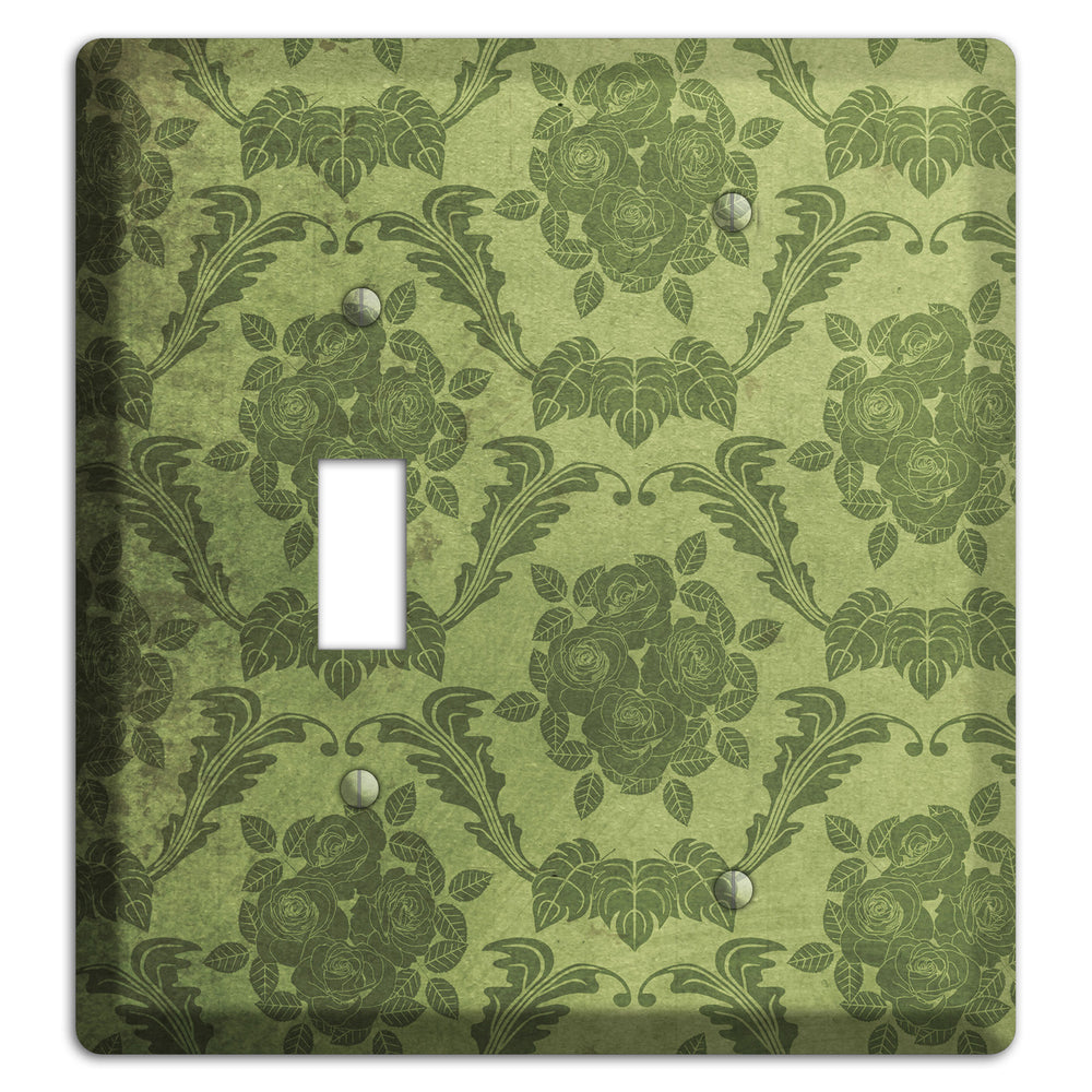 Green Smoke Vintage Rose Damask Toggle / Blank Wallplate