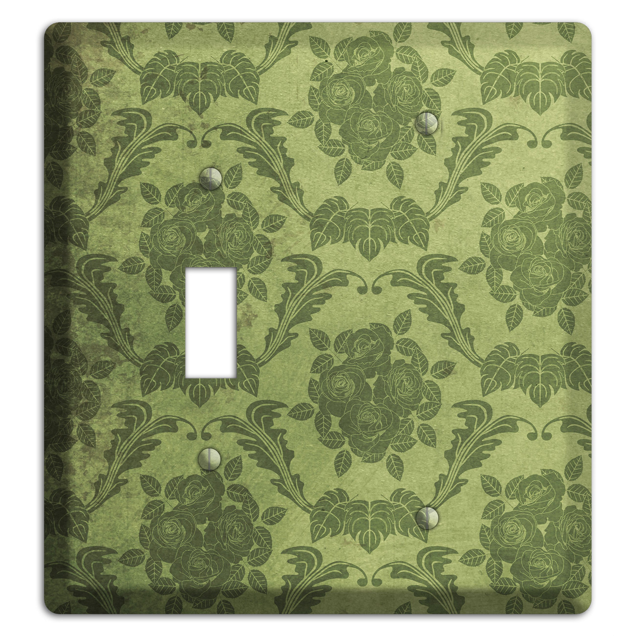 Green Smoke Vintage Rose Damask Toggle / Blank Wallplate
