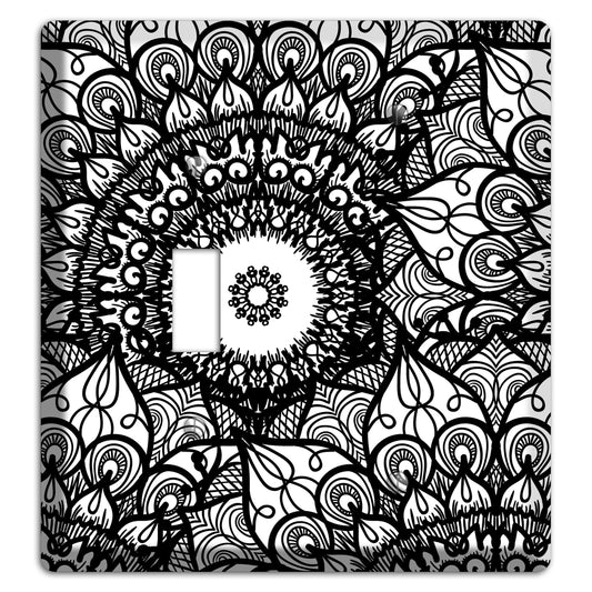 Mandala Black and White Style V Cover Plates Toggle / Blank Wallplate