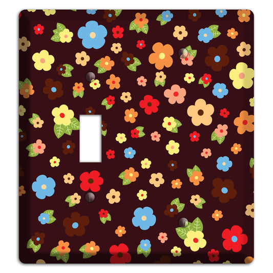 Brown Tiny Delicate Flowers Toggle / Blank Wallplate