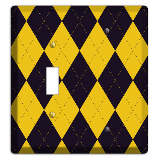 Yellow and Dark Purple Argyle Toggle / Blank Wallplate