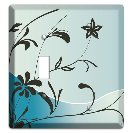 Blue-grey Floral Sprig Toggle / Blank Wallplate