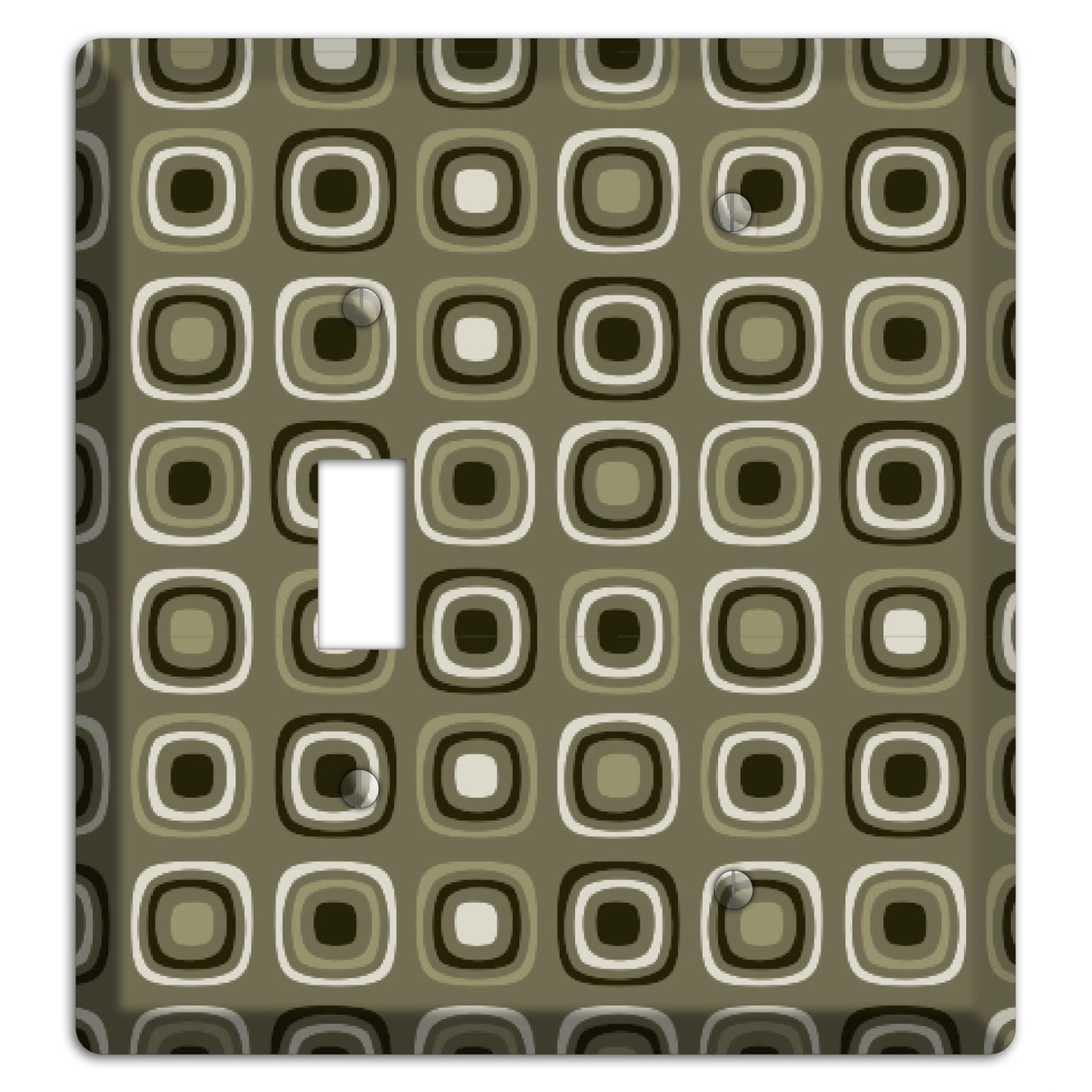 Multi Olive and Brown Retro Squares Toggle / Blank Wallplate