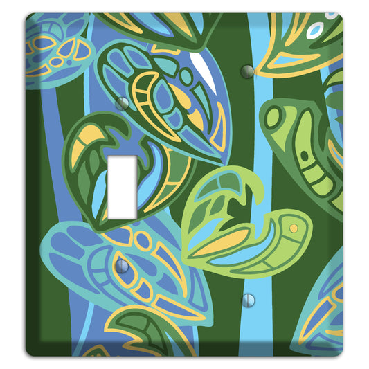 Pacific Blue and Green Toggle / Blank Wallplate