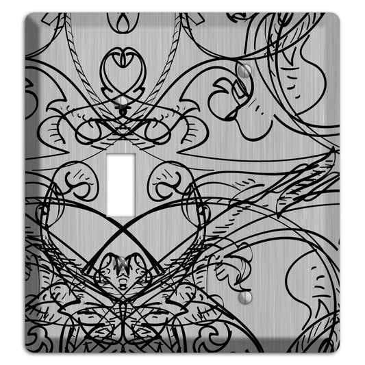 Black Deco Sketch  Stainless Toggle / Blank Wallplate