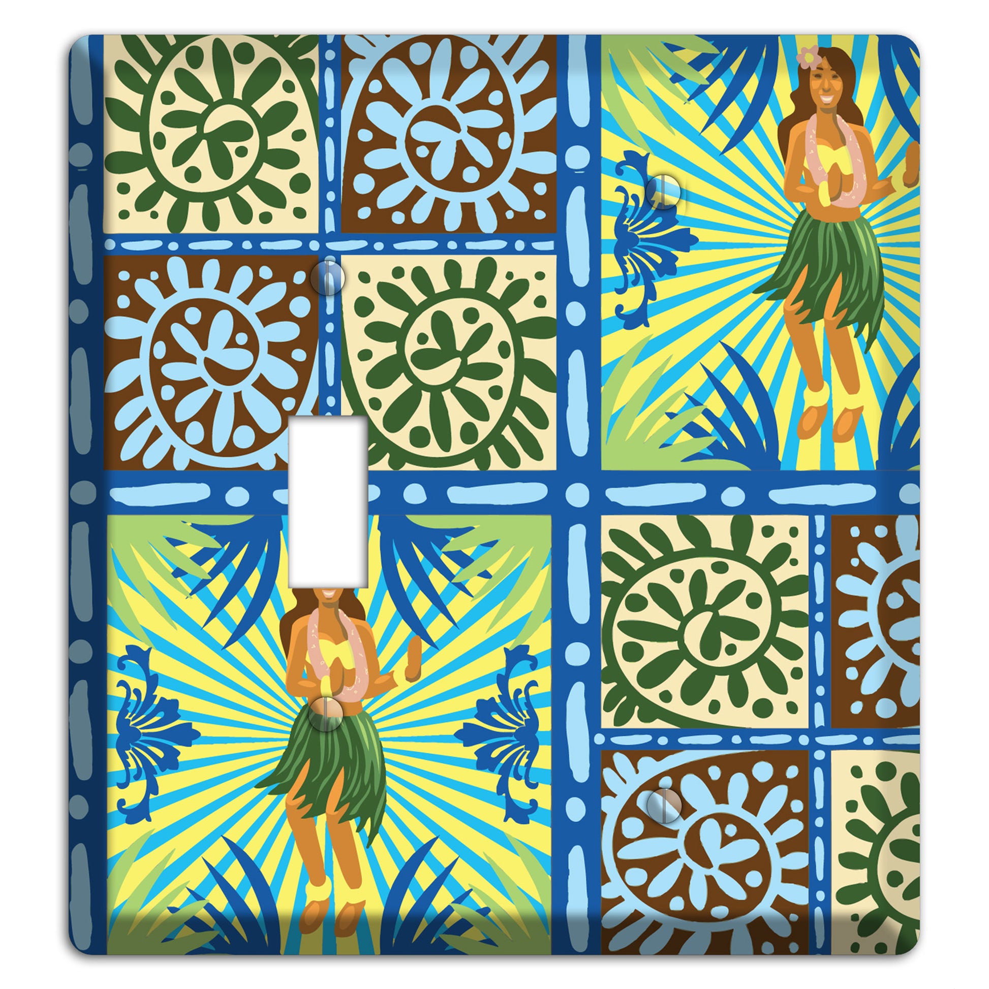 Blue and Green Hula Toggle / Blank Wallplate
