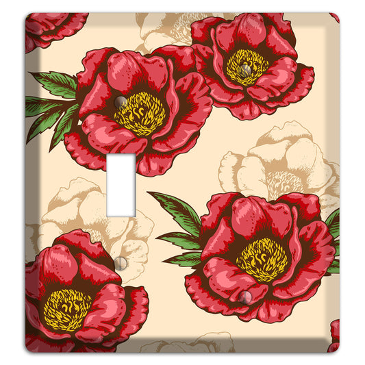 Red Peony Style A Toggle / Blank Wallplate