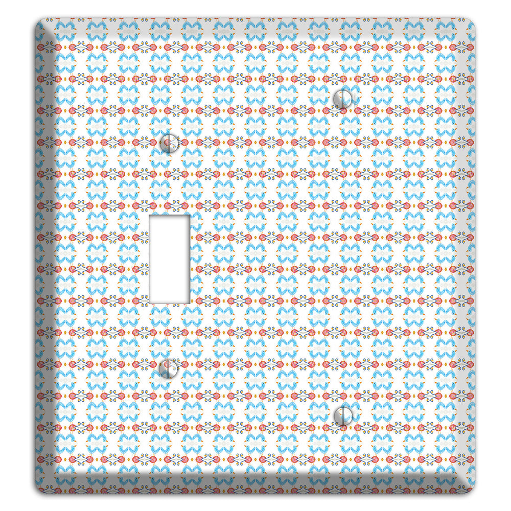 White with Blue Red Tapestry Toggle / Blank Wallplate
