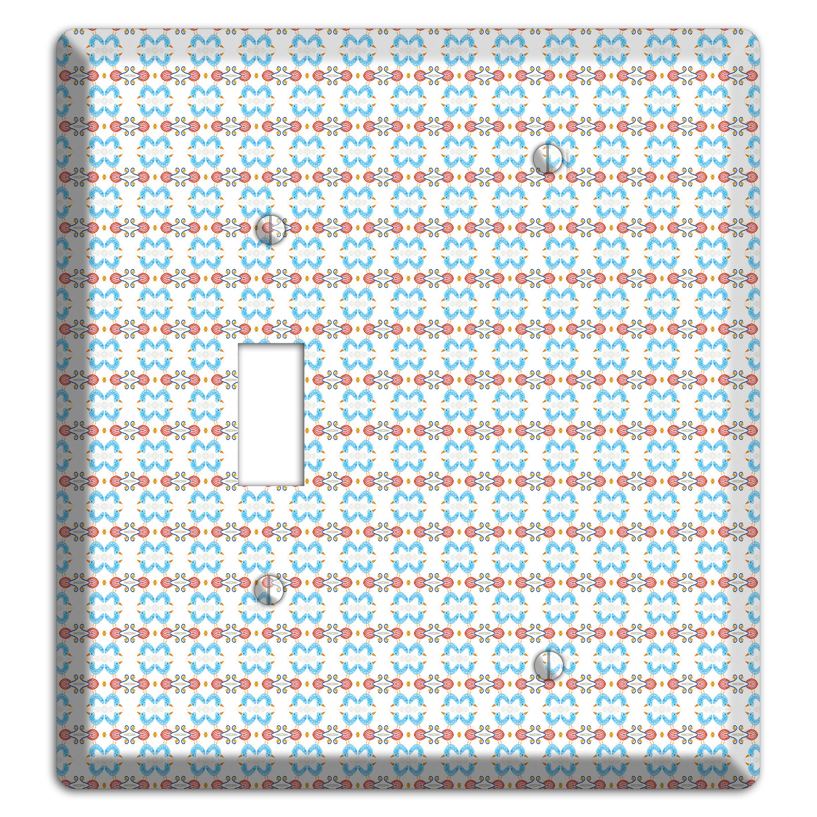 White with Blue Red Tapestry Toggle / Blank Wallplate