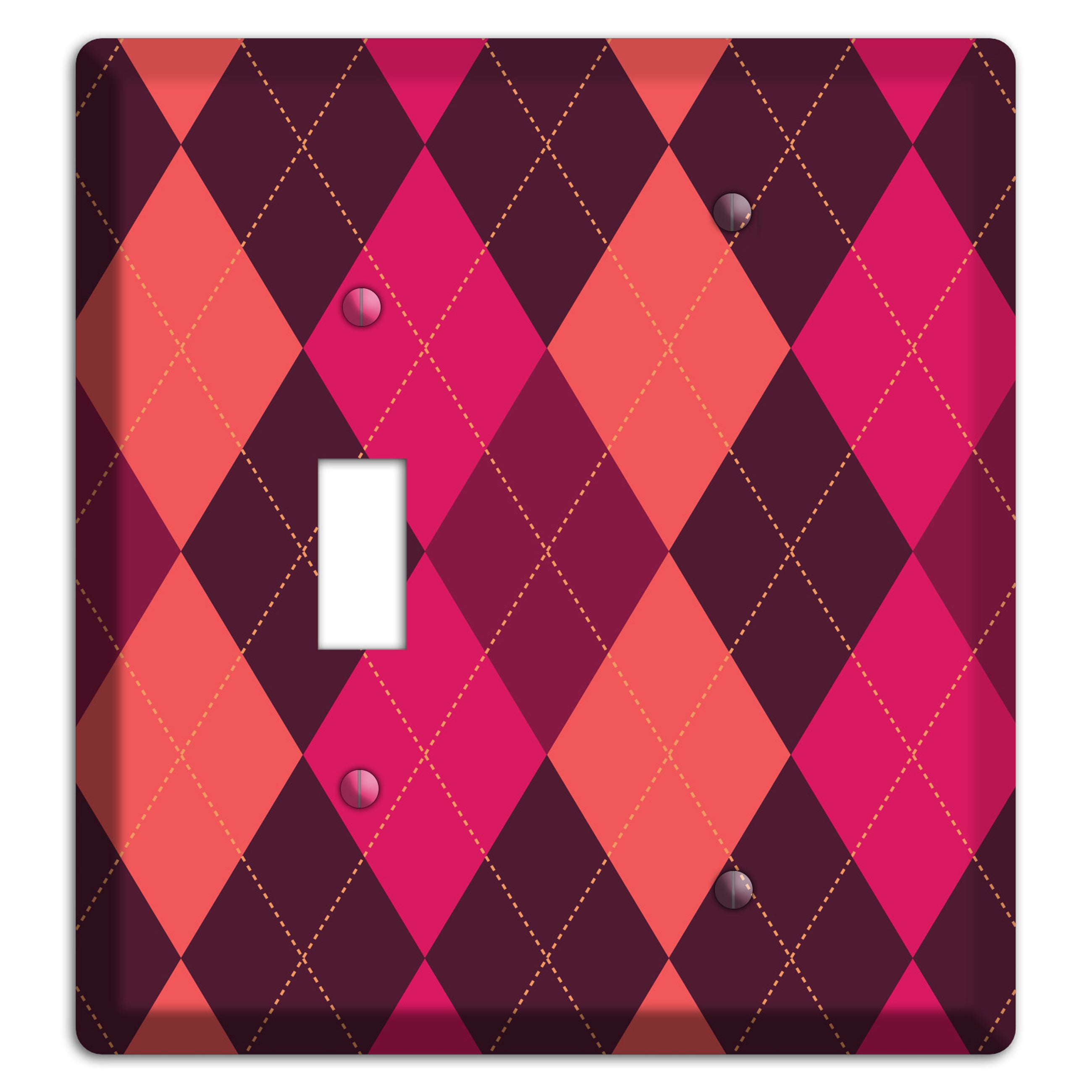 Orange and Pink Argyle Toggle / Blank Wallplate