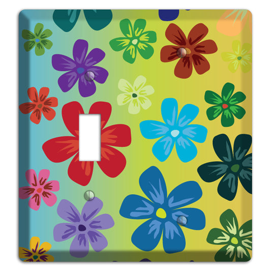 Blue to yellow Flowers Toggle / Blank Wallplate
