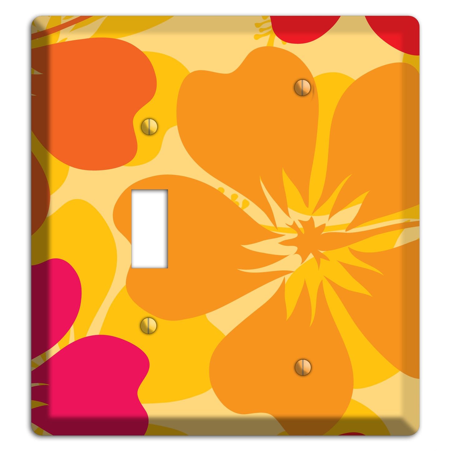 Orange Retro Flowers 2 Toggle / Blank Wallplate