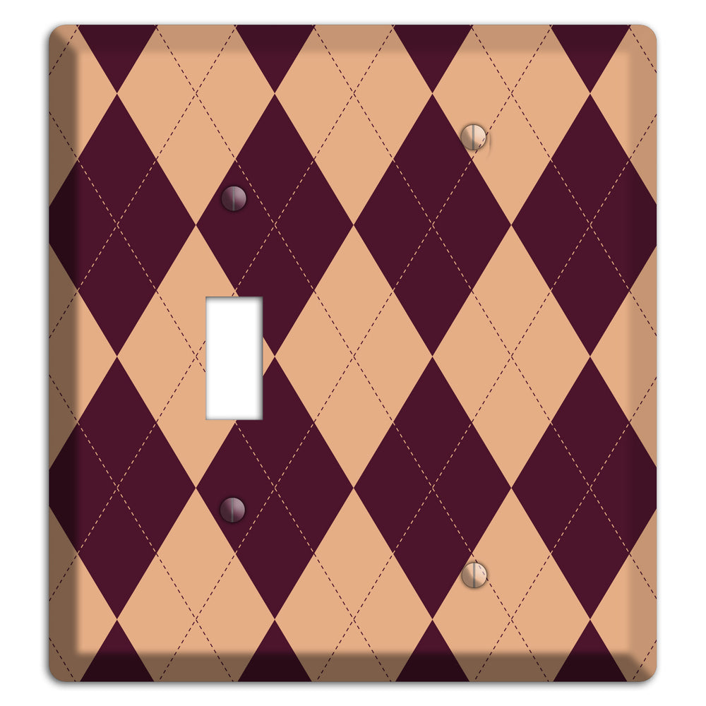 Purple and Beige Argyle Toggle / Blank Wallplate