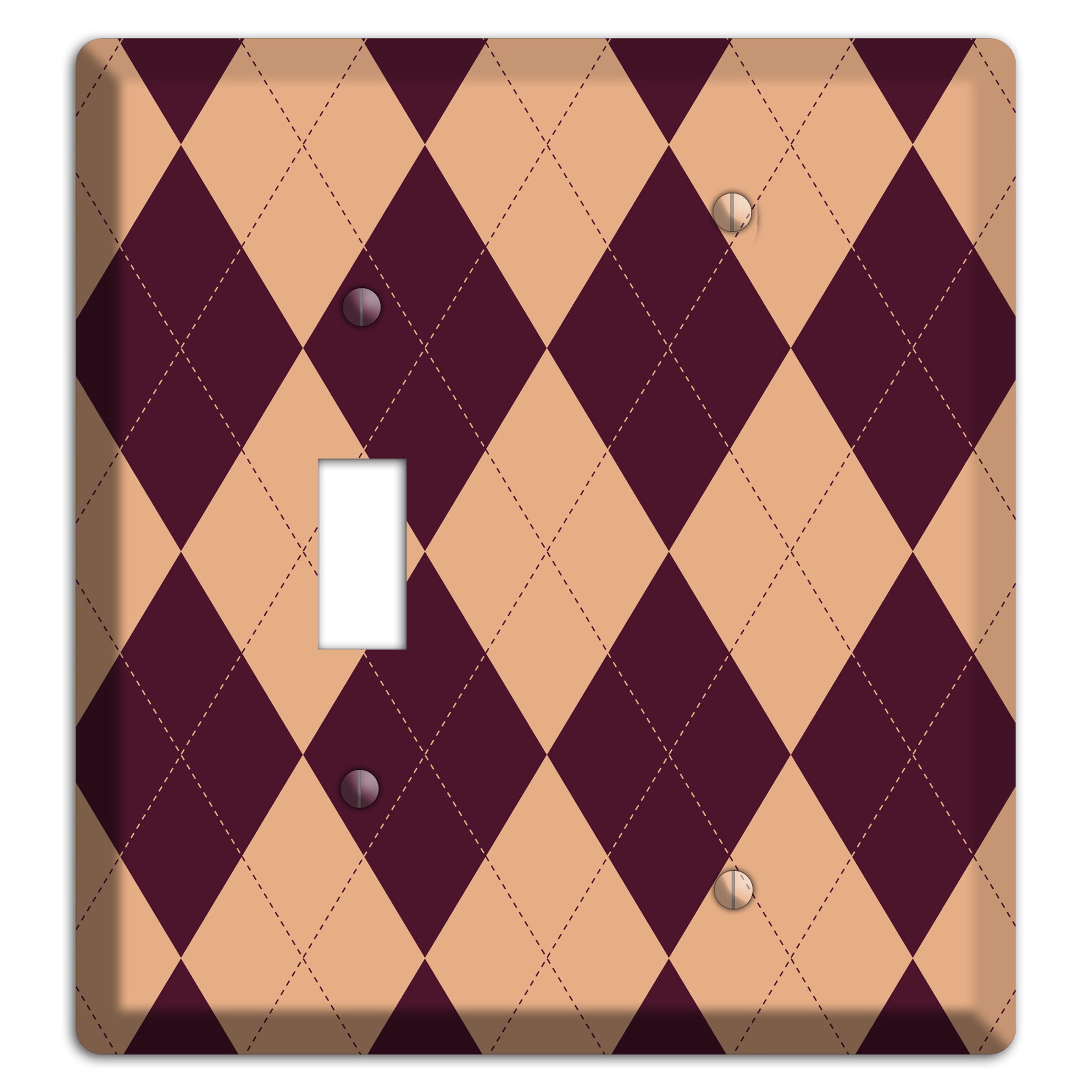 Purple and Beige Argyle Toggle / Blank Wallplate