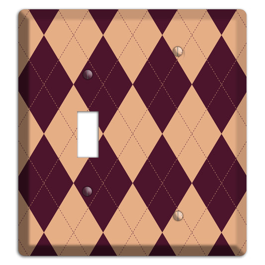 Purple and Beige Argyle Toggle / Blank Wallplate
