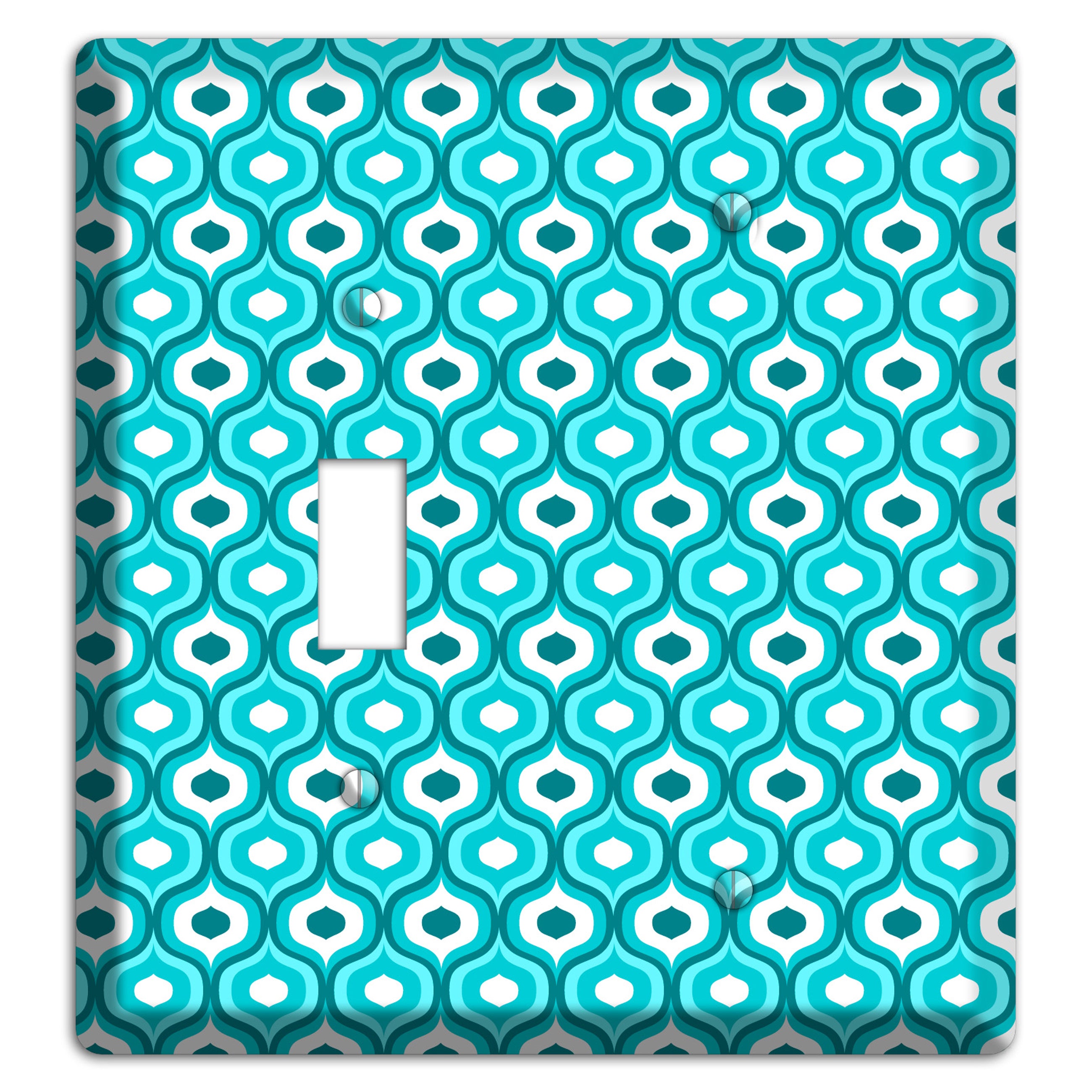 Multi Turquoise Double Scallop Toggle / Blank Wallplate