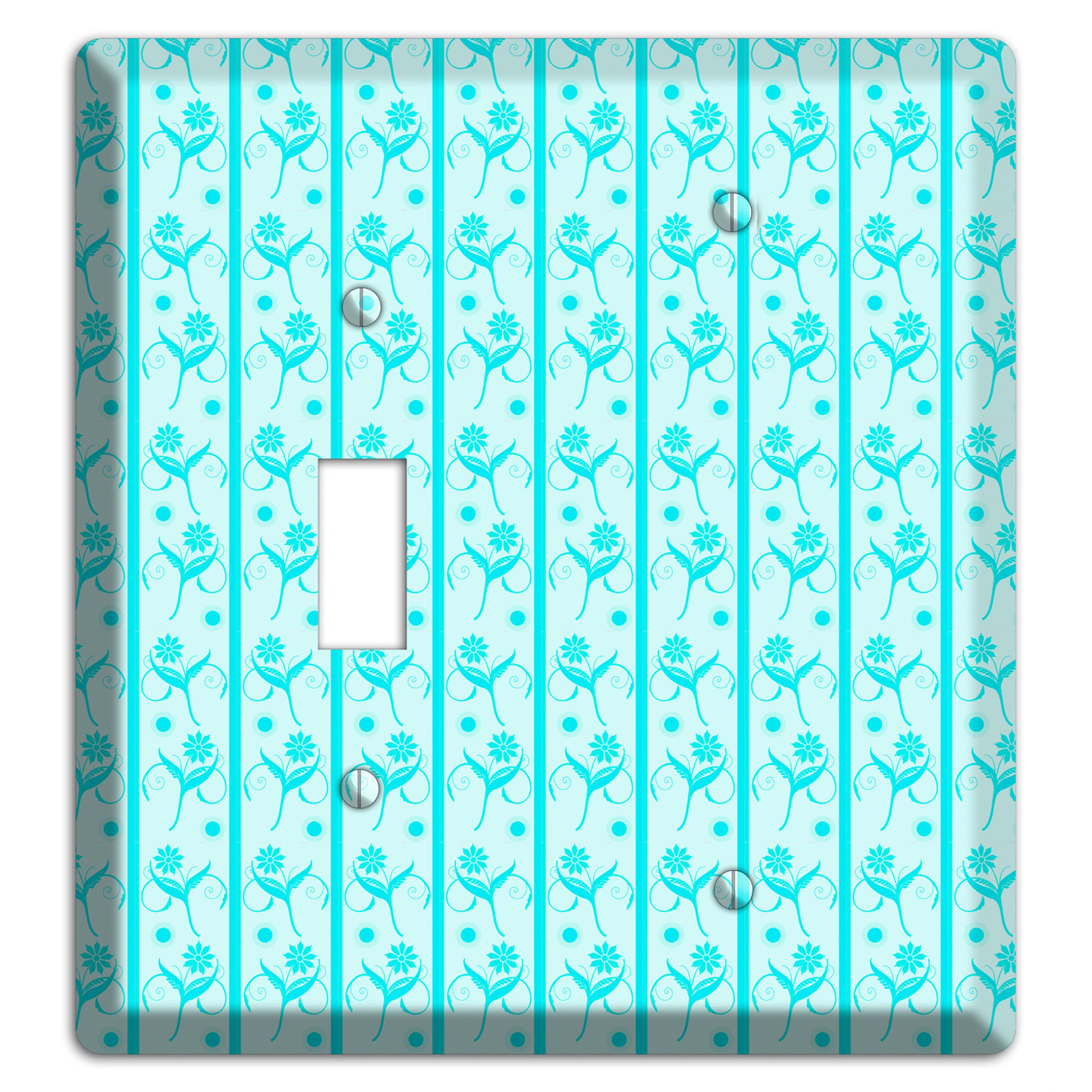 Teal Floral Pattern Toggle / Blank Wallplate