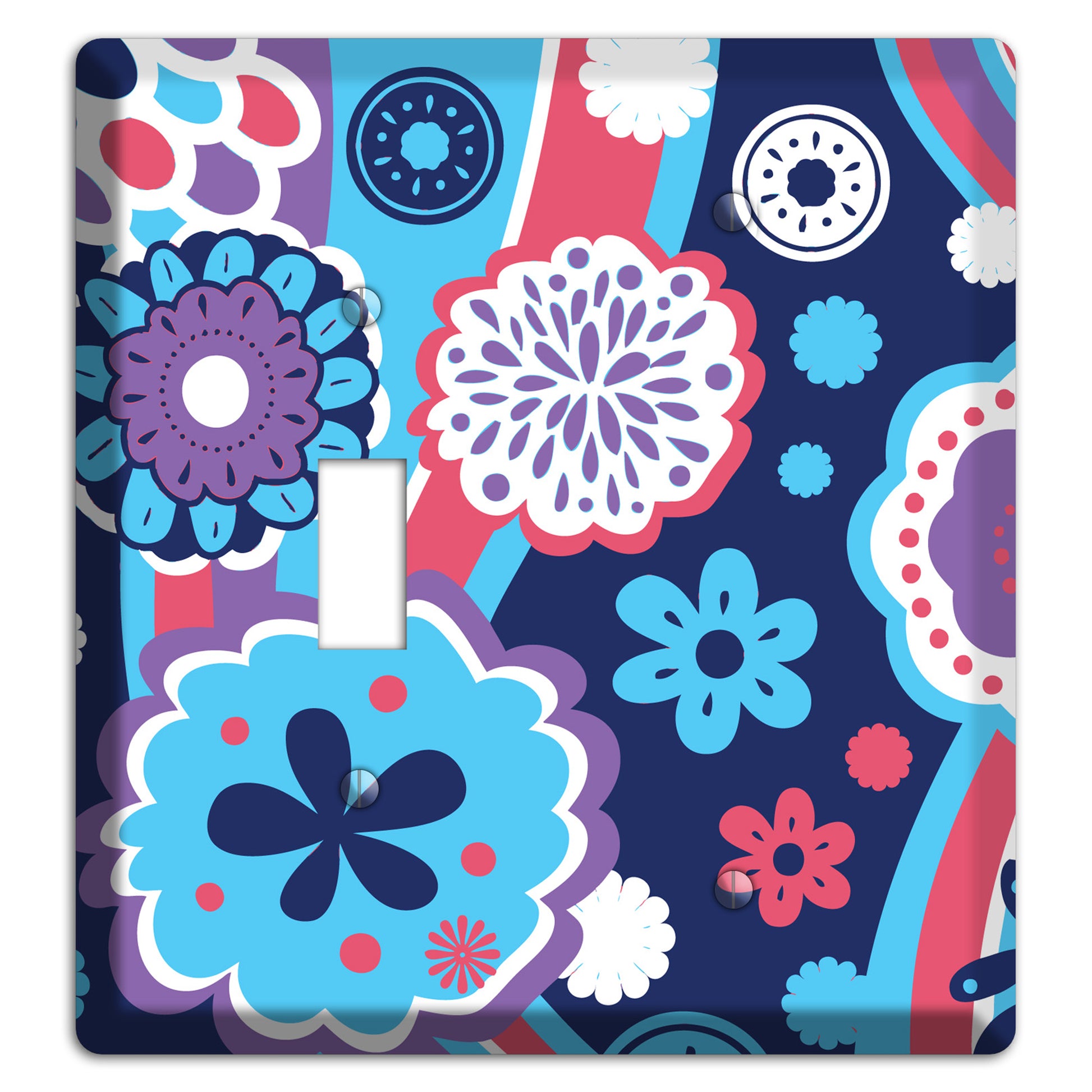 Blue Purple and Pink Retro Suzani Toggle / Blank Wallplate