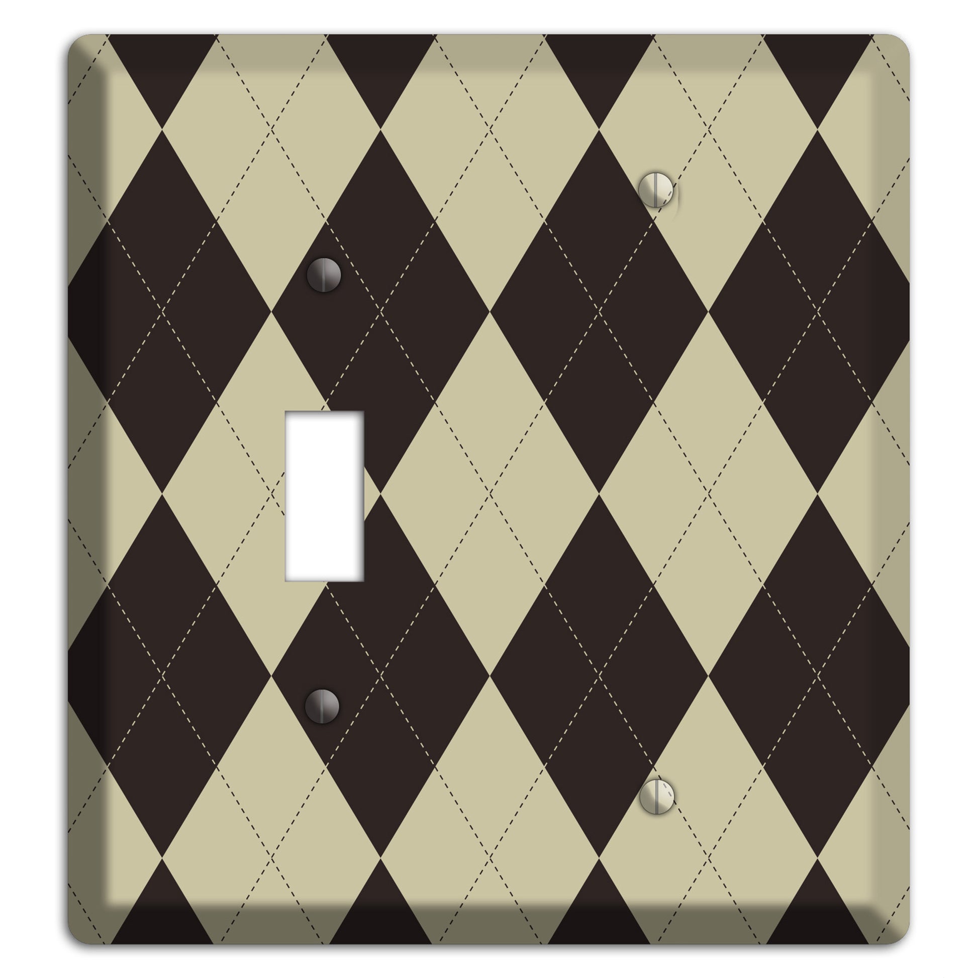 Beige and Black Argyle Toggle / Blank Wallplate