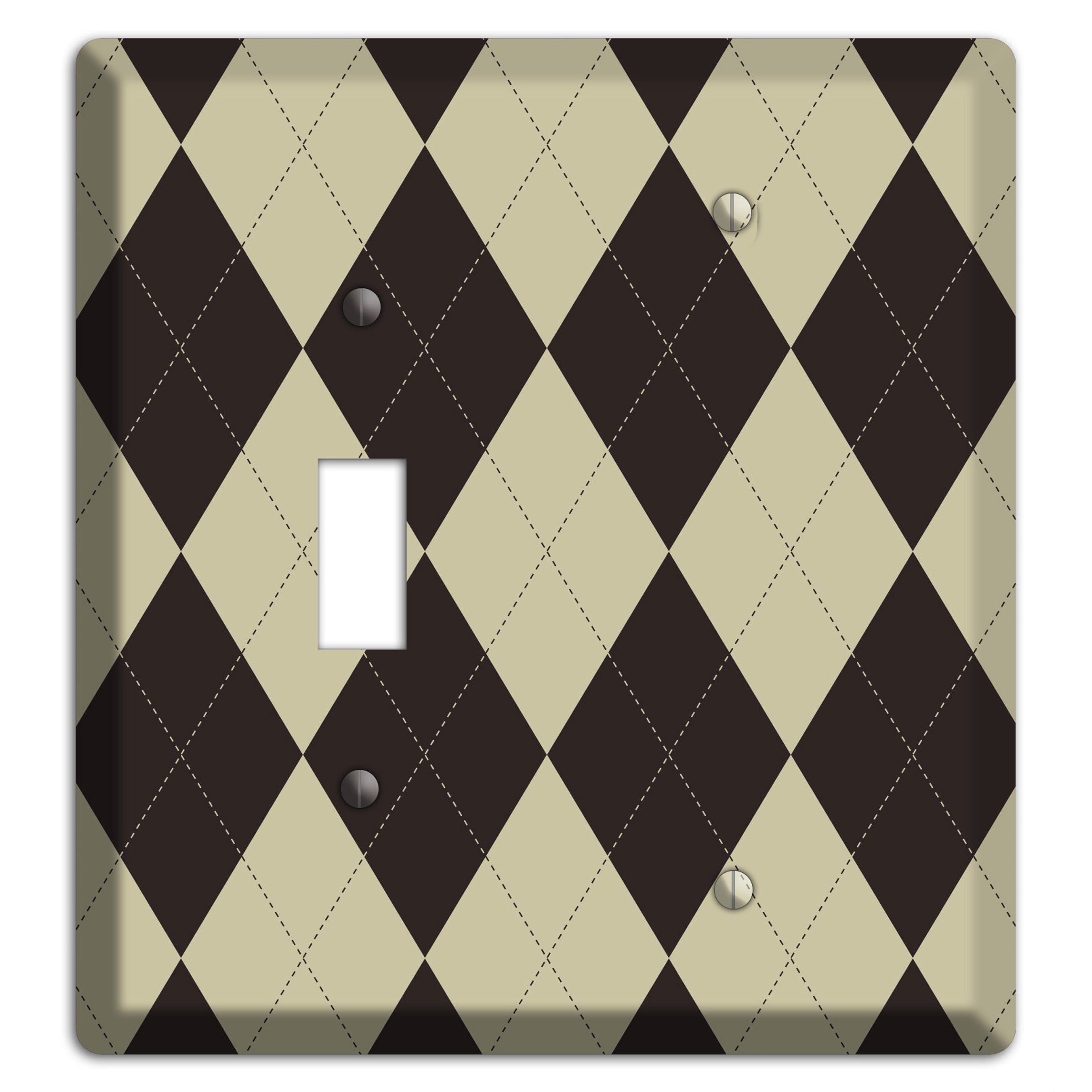 Beige and Black Argyle Toggle / Blank Wallplate