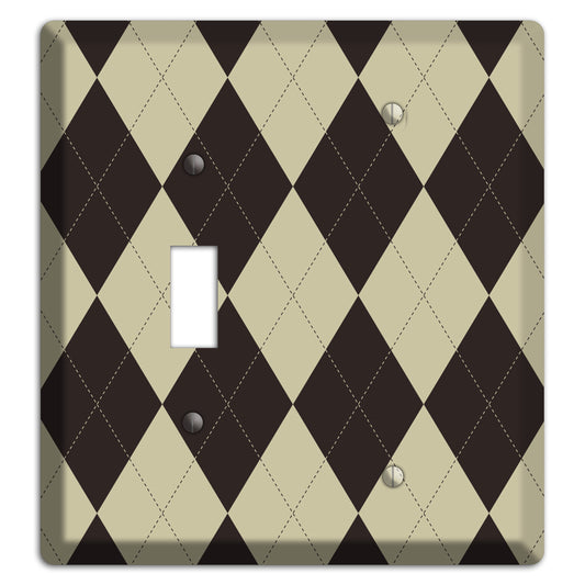 Beige and Black Argyle Toggle / Blank Wallplate