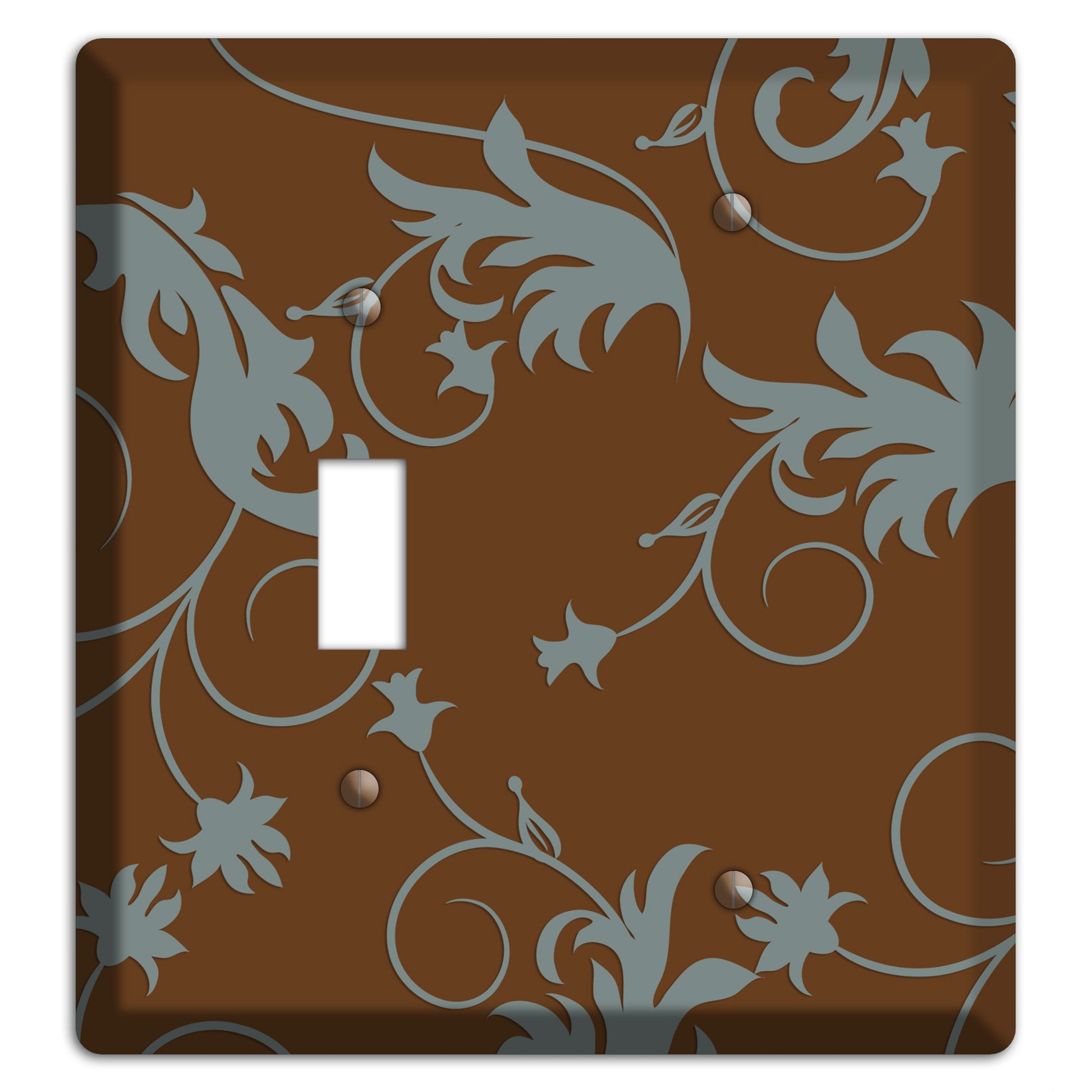 Brown and Grey Victorian Sprig Toggle / Blank Wallplate
