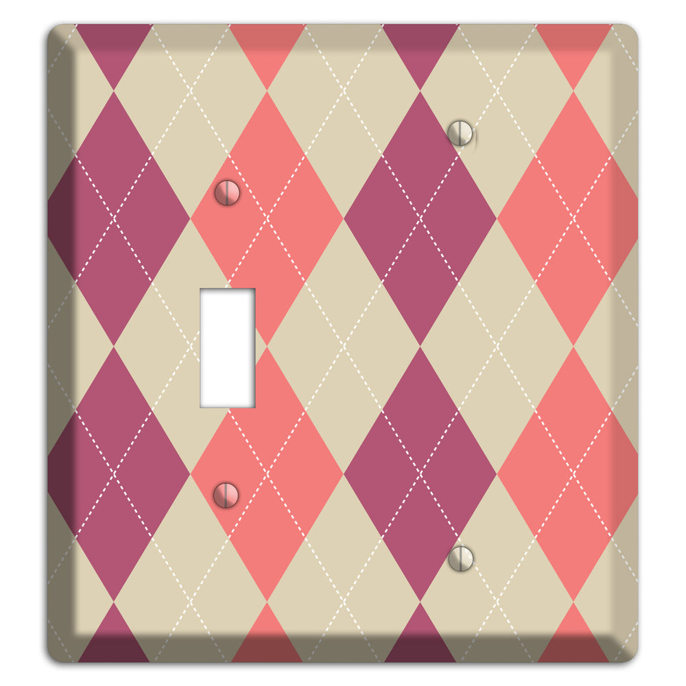 Pink and Tan Argyle Toggle / Blank Wallplate