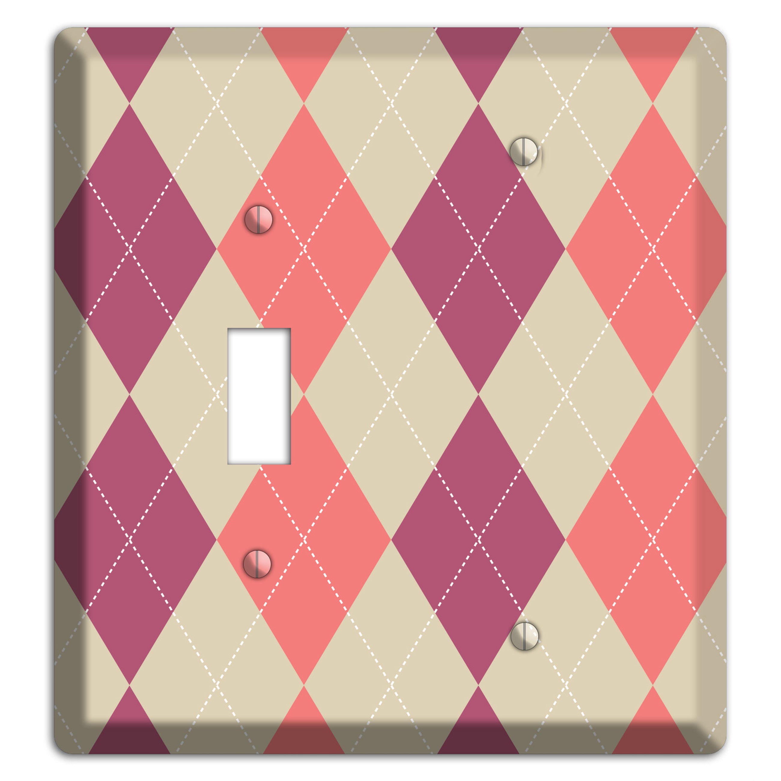Pink and Tan Argyle Toggle / Blank Wallplate