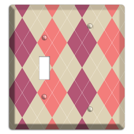 Pink and Tan Argyle Toggle / Blank Wallplate