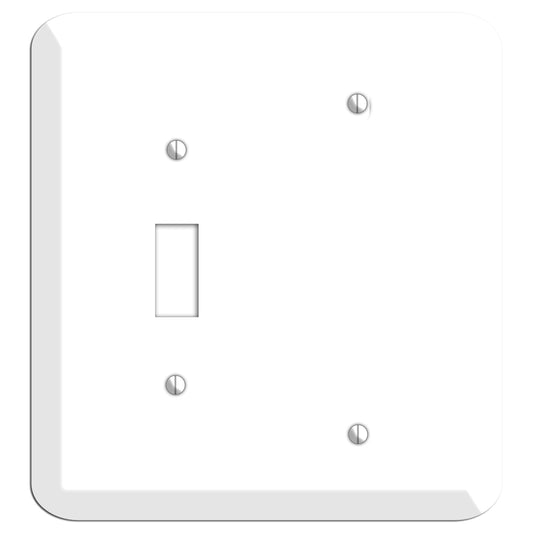 Rounded Corner White Metal Toggle / Blank Wallplate