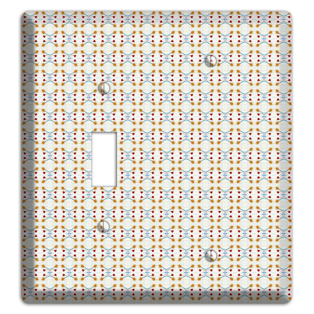 Off White Red Blue Retro Arabesque Toggle / Blank Wallplate
