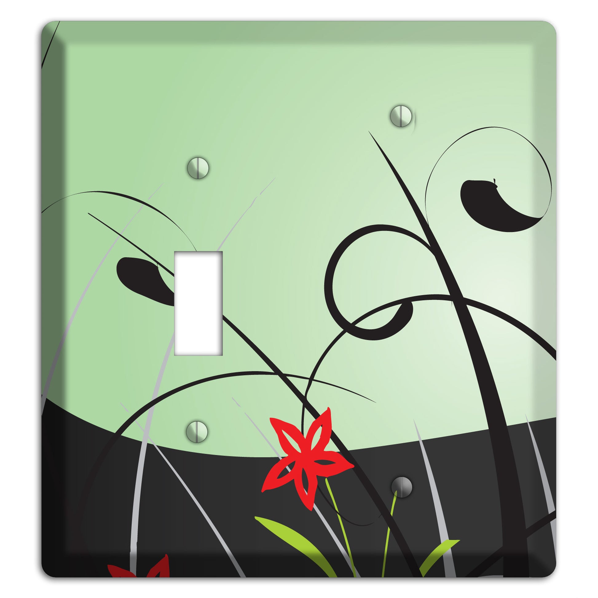 Mint Green Floral Sprig Toggle / Blank Wallplate