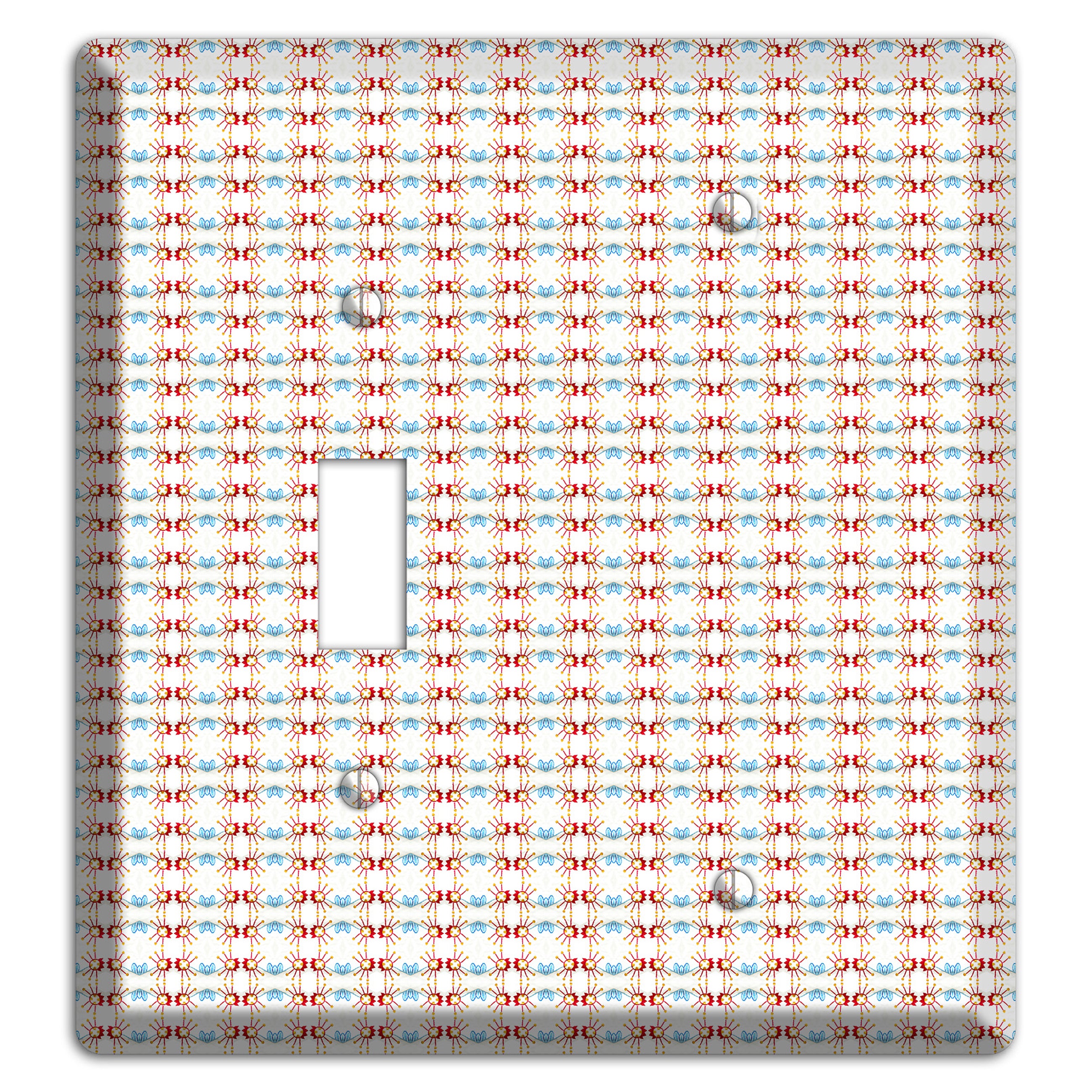 Off White with Red Blue Retro Tapestry Toggle / Blank Wallplate