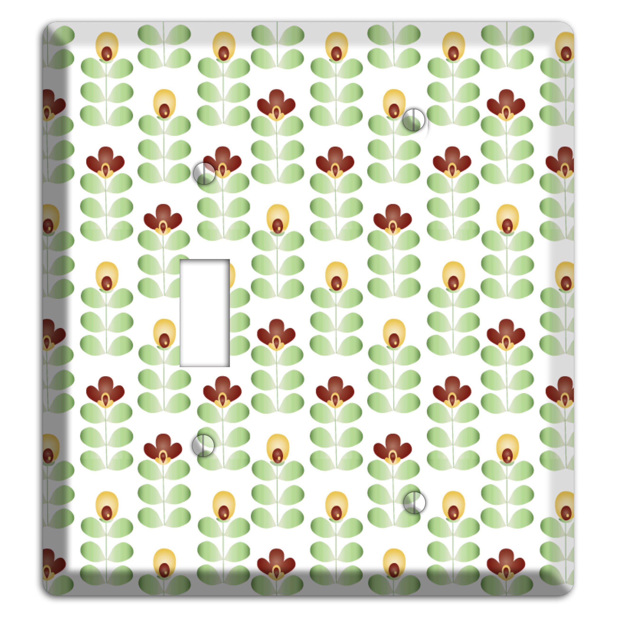 Light Green Deco Floral Half Drop Toggle / Blank Wallplate