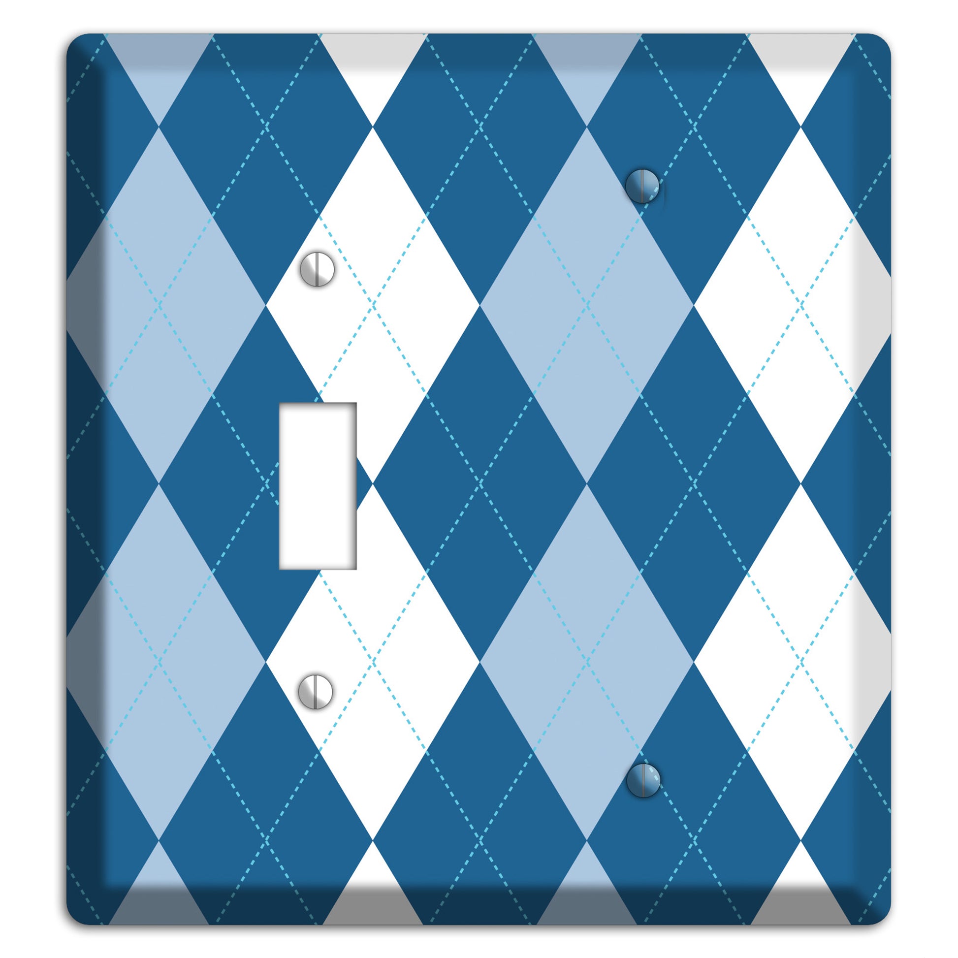 Blue Argyle Toggle / Blank Wallplate