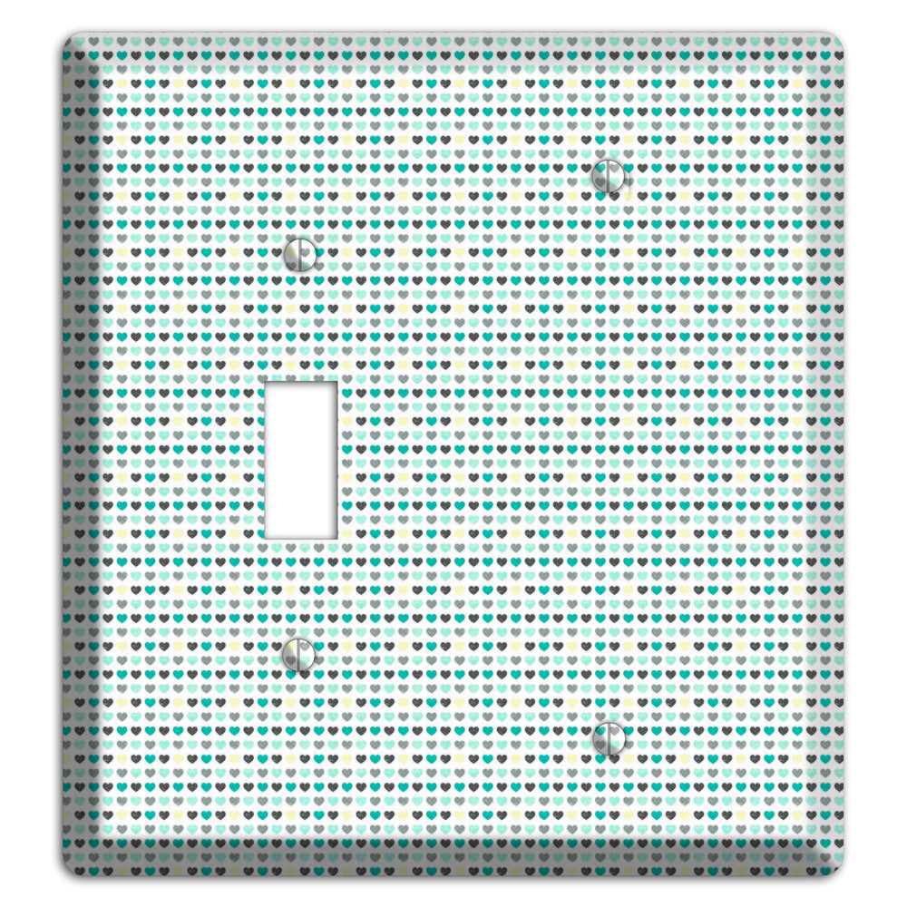 Multi Teal Grey Yellow Optical Hearts Toggle / Blank Wallplate