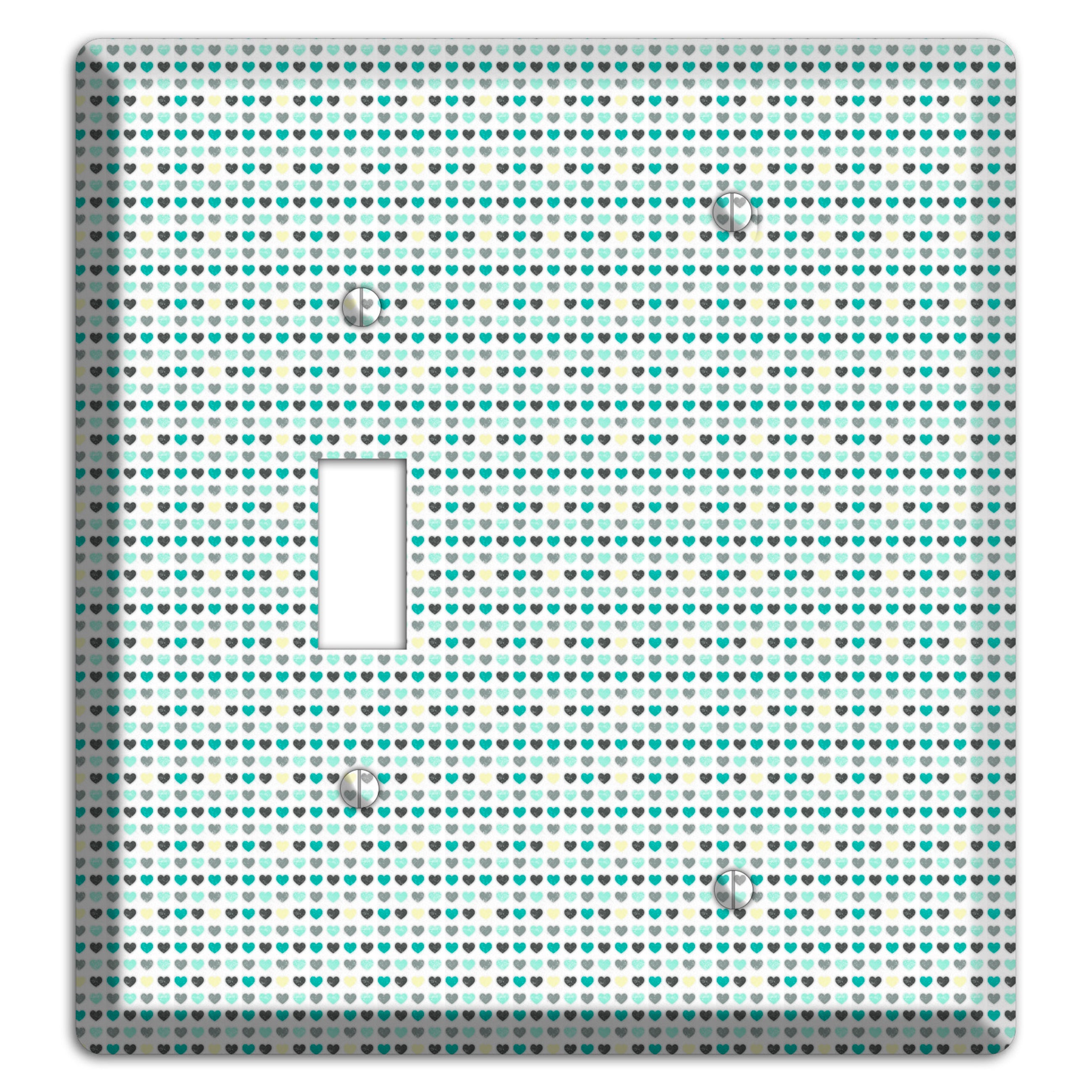 Multi Teal Grey Yellow Optical Hearts Toggle / Blank Wallplate