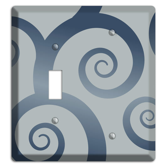 Grey with Blue Large Swirl Toggle / Blank Wallplate