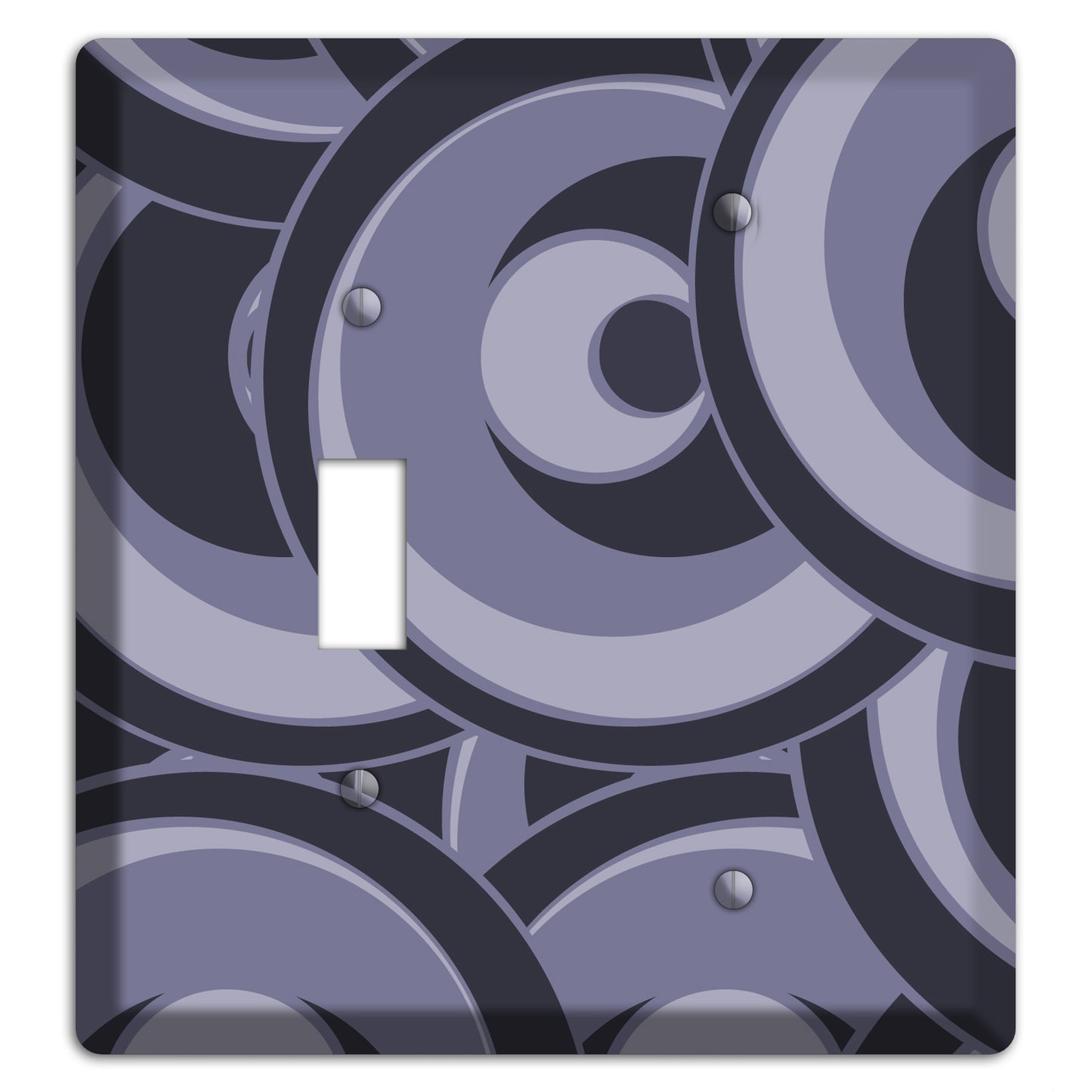 Black and Purple-grey Deco Circles Toggle / Blank Wallplate