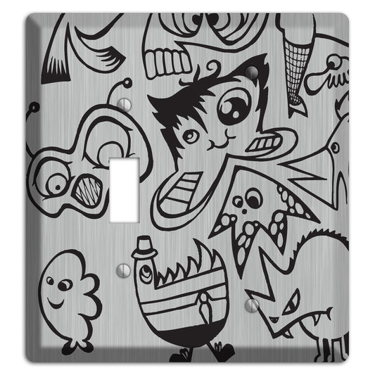 Whimsical Faces 3  Stainless Toggle / Blank Wallplate