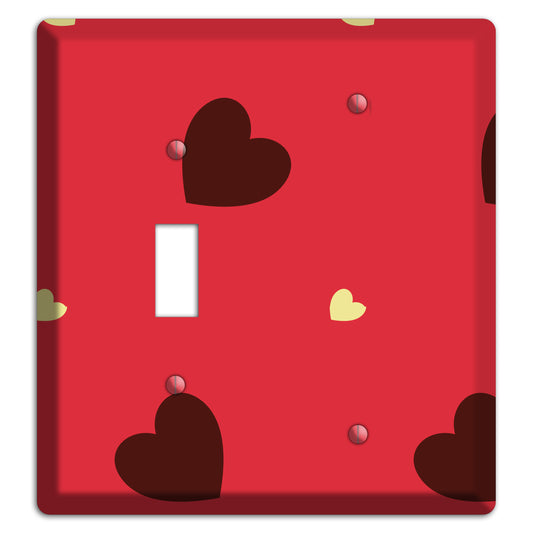 Red with Hearts Toggle / Blank Wallplate
