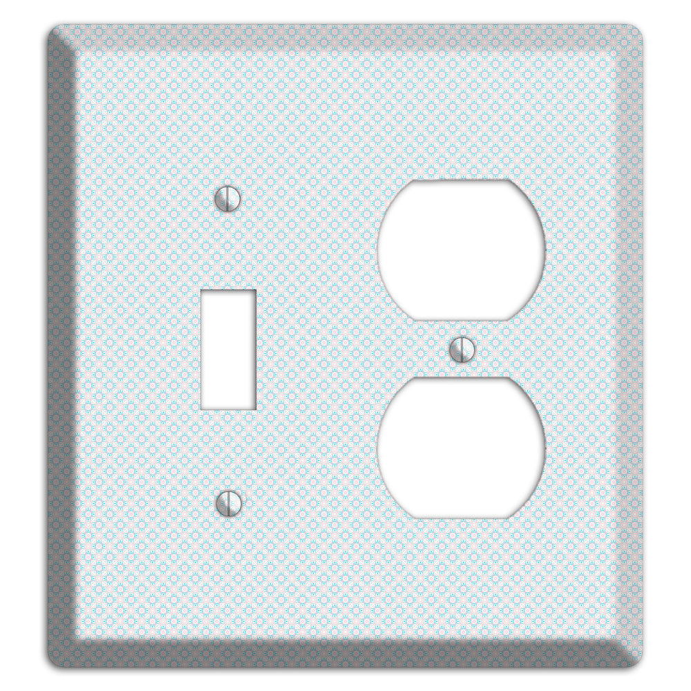 White with Light Blue Tiny Arabesque Toggle / Duplex Wallplate