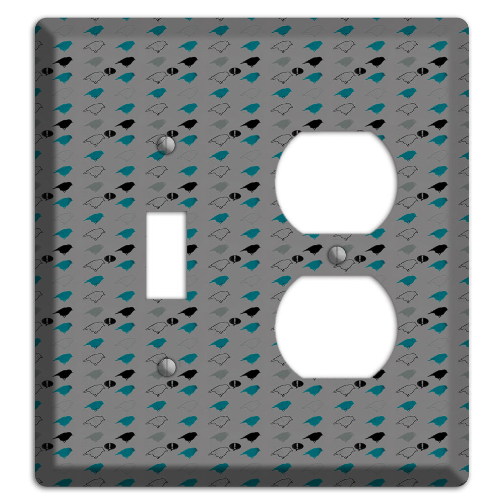 Grey with Small Green Birds 3 Toggle / Duplex Wallplate