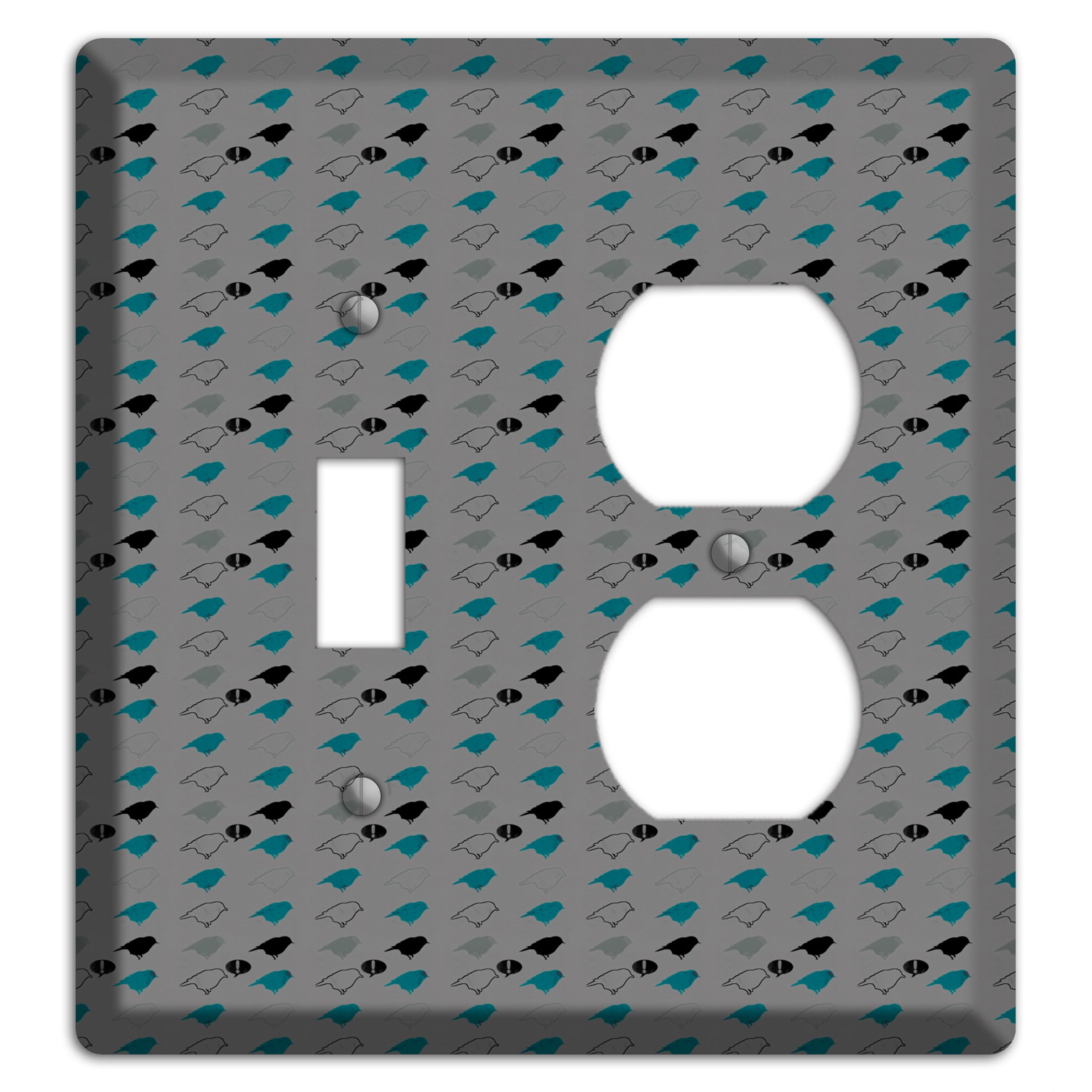 Grey with Small Green Birds 3 Toggle / Duplex Wallplate