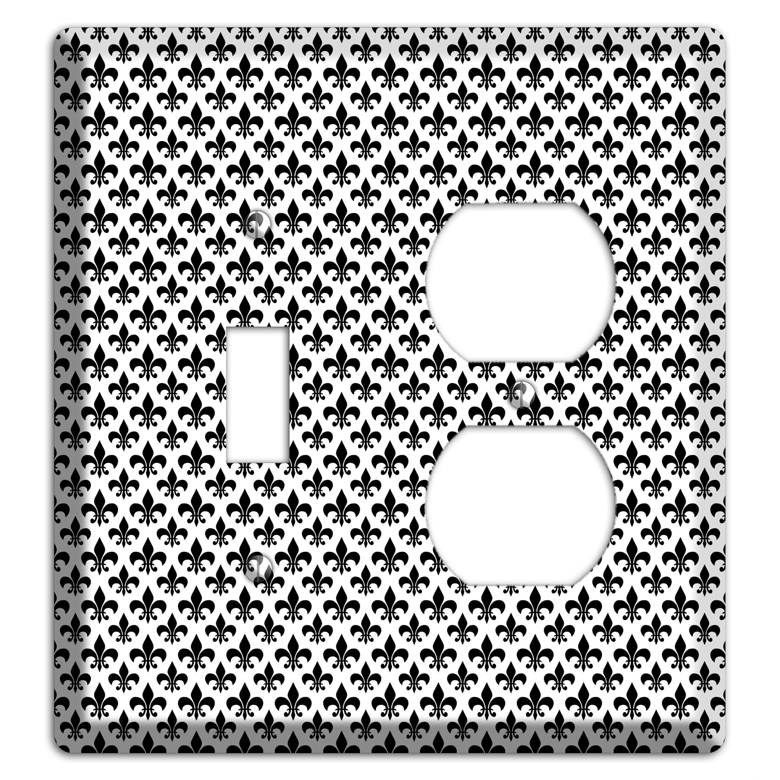 Black and White Fleur de lis Toggle / Duplex Wallplate