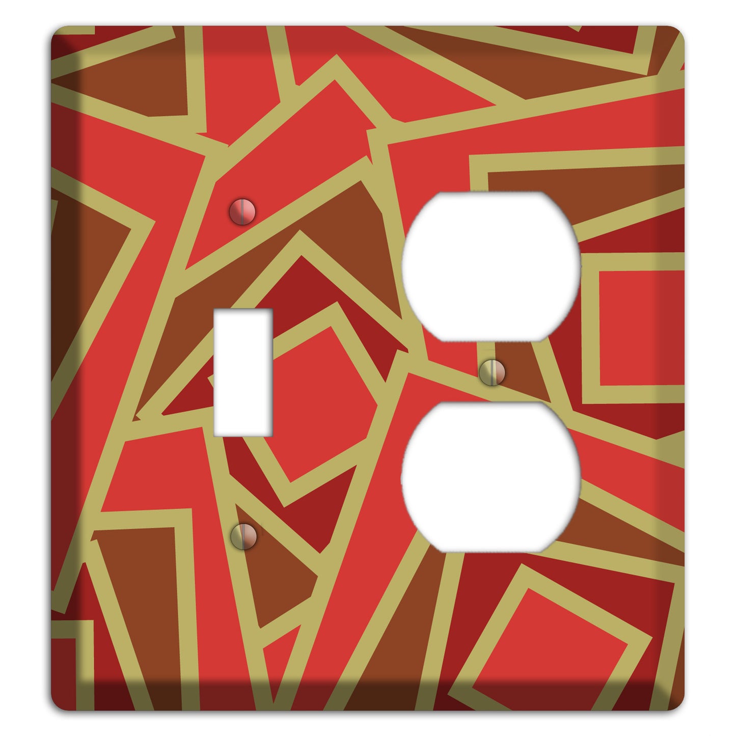 Red and Brown Retro Cubist Toggle / Duplex Wallplate