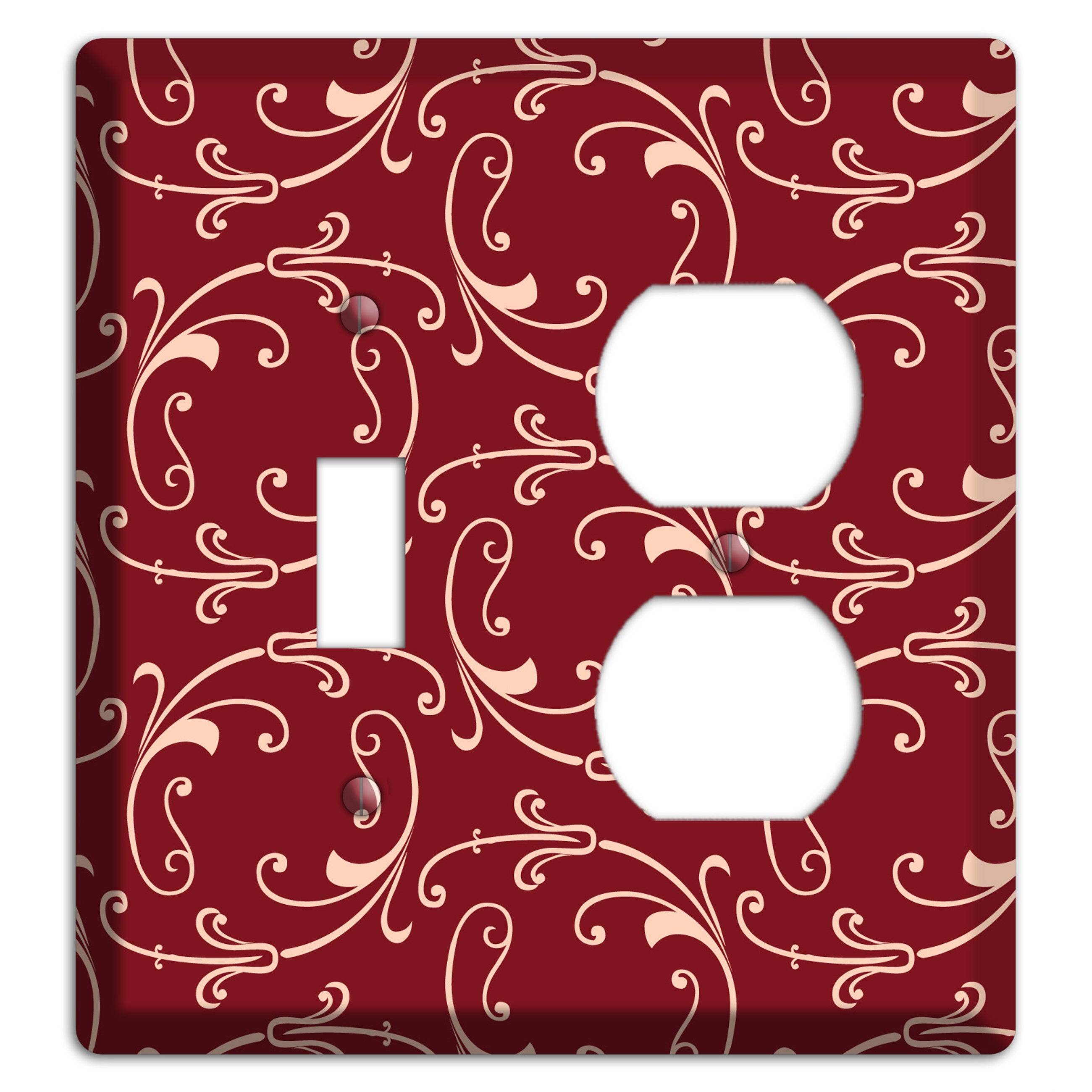 Burgundy Victorian Sprig Toggle / Duplex Wallplate