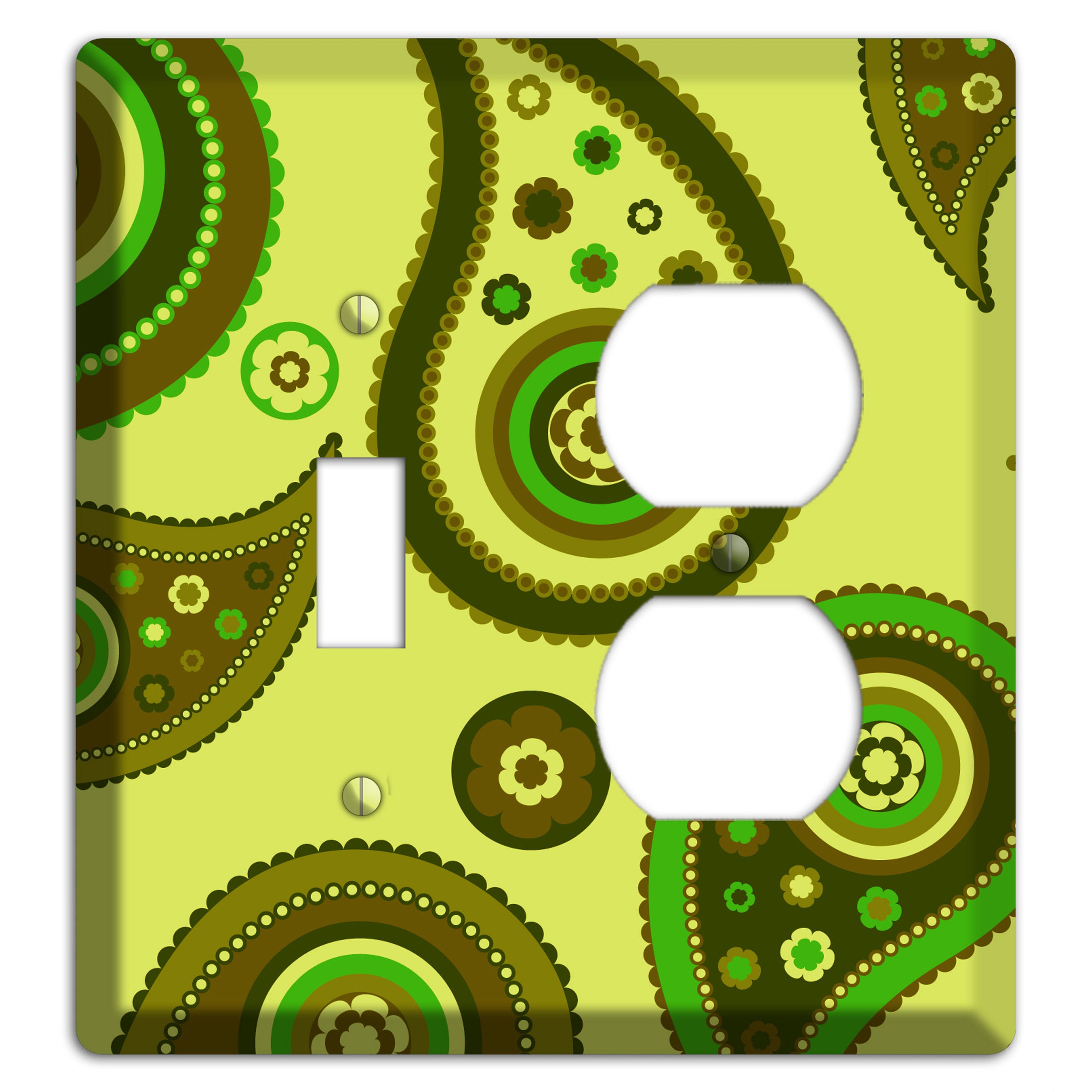 Bright Green Paisley Toggle / Duplex Wallplate