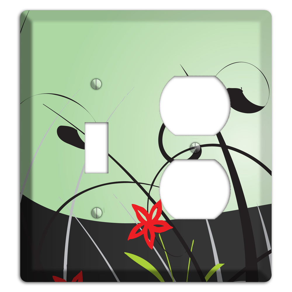Mint Green Floral Sprig Toggle / Duplex Wallplate